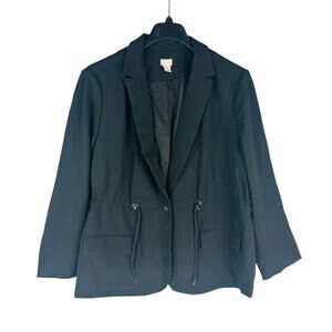 Chico's Womans Sz 4 20 22 Blazer Long Sleeve Lined One Button Black Cinch Waist